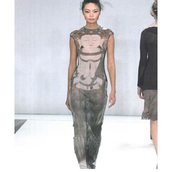 Rare Vintage Vivienne Tam Kuan Yin Buddha 90's Skirt Designer Size 2 M - Picture 8 of 8